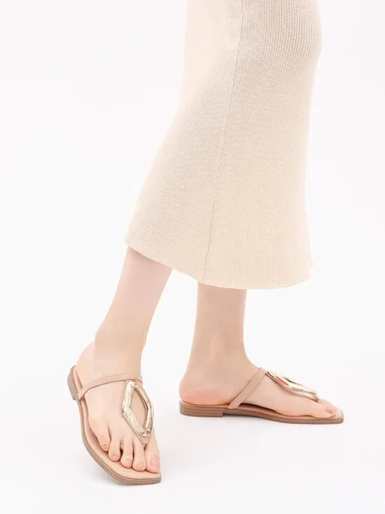 🆕Women's Nude Flip Flops Slip On Square Open Toe Slides Sandals for Summer - Picture 1 of 6